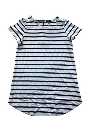 Hatley Striped Dress Navy White Short Sleeve Casual Shift Dress Size L